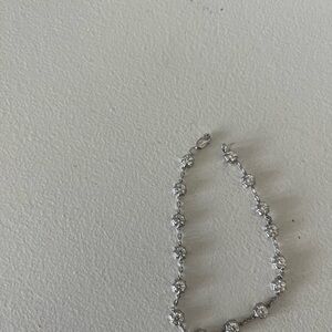 Elegant Sterling Silver Bracelet with CZ Bezel Accents 7 inch
